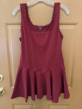 wild fable Burgundy Lace-Trim Tank Top